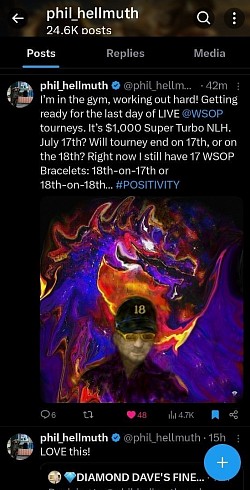 DDFA's artwork featured on Phil Hellmuth's X (Twitter) account #2